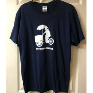 Flaco Threads Graphic T Shirt Entrepreneur Raspas Cart NavyWhite Sz M Polycotton
